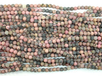 Matte Rhodonite Beads, 4mm, Round Beads-RainbowBeads