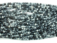 Rain Flower Stone Beads, Black, White, 4mm Round Beads-RainbowBeads