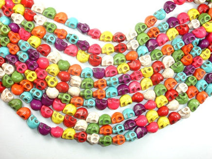 Howlite Skull Beads, Multi-color, 8x10mm-RainbowBeads