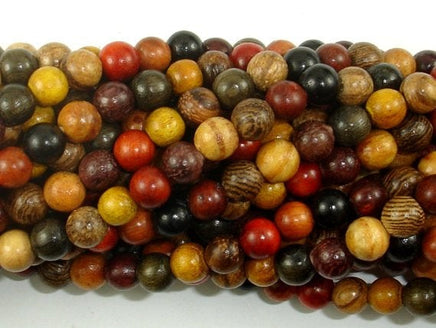 Mixed Wood Beads, 6mm Round Beads-RainbowBeads
