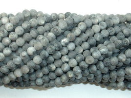Matte Black Labradorite Beads, Matte Larvikite, 4mm Round Beads-RainbowBeads