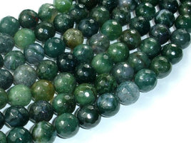 Moss Agate Beads, 10mm Faceted Round Beads-RainbowBeads