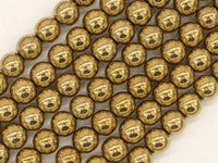 Hematite Beads-Gold, 10mm Round Beads-RainbowBeads