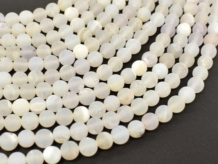 Druzy Agate Beads, White Geode Agate Beads, 6mm Round Beads-RainbowBeads