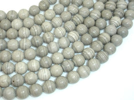 Gray Banded Jasper, 10mm, Round Beads-RainbowBeads