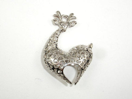 Metal Charms - Animal Deer Pendant, Zinc Alloy, Silver Tone, 2pcs-RainbowBeads