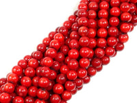Red Bamboo Coral Beads, Round, 6mm-RainbowBeads