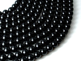 Black Tourmaline Beads, 8mm (8.5mm) Round Beads-RainbowBeads