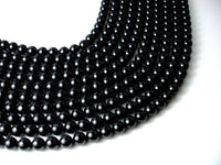 Black Tourmaline Beads, 8mm (8.5mm) Round Beads-RainbowBeads