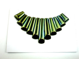 Quartz Beads, Coated Green, Top Drilled Graduated Stick-RainbowBeads