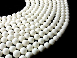 White Sponge Coral Beads, Round, 10mm(10.5mm)-RainbowBeads