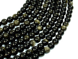 Golden Obsidian Beads, Round, 6mm-RainbowBeads