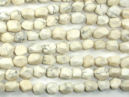 Howlite Beads, Faceted Nugget, 8 x 10 mm-RainbowBeads
