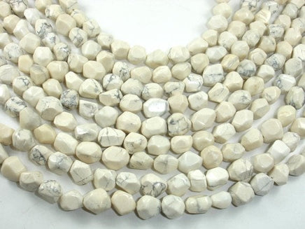 Howlite Beads, Faceted Nugget, 8 x 10 mm-RainbowBeads