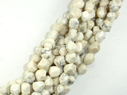 Howlite Beads, Faceted Nugget, 8 x 10 mm-RainbowBeads