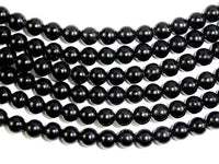 Jet Gemstone Beads, Round, 6mm-RainbowBeads