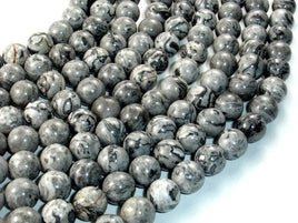 Gray Picture Jasper Beads, Round, 10mm-RainbowBeads