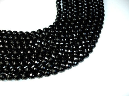 Black Onyx Beads, Faceted Round, 8mm-RainbowBeads