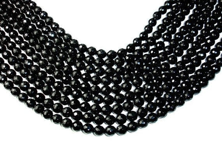 Black Onyx Beads, Faceted Round, 8mm-RainbowBeads