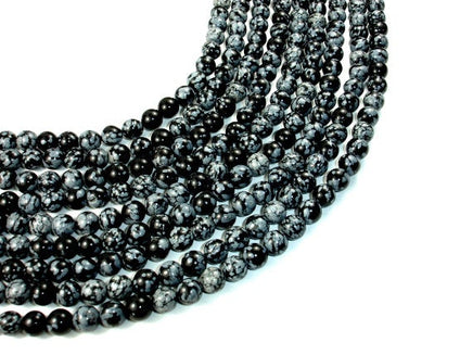 Snowflake Obsidian Beads, Round, 8mm (8.5mm)-RainbowBeads