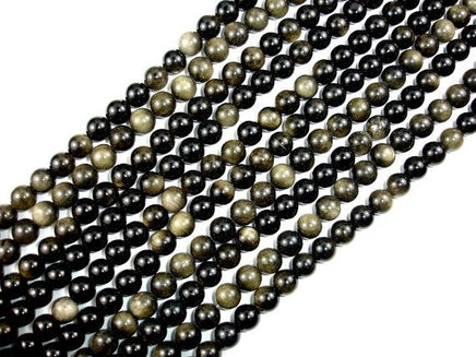 Golden Obsidian Beads, Round, 8mm-RainbowBeads