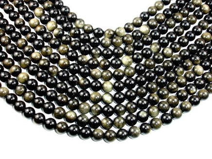 Golden Obsidian, Round, 10mm beads-RainbowBeads