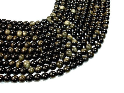 Golden Obsidian, Round, 10mm beads-RainbowBeads