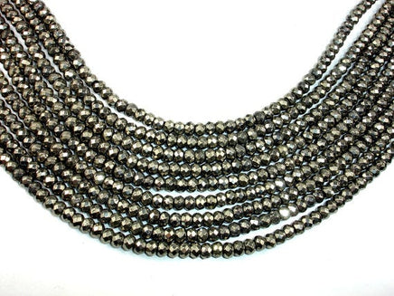 Pyrite Beads, Faceted Rondelle, 4 x 6 mm-RainbowBeads