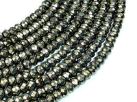 Pyrite Beads, Faceted Rondelle, 4 x 6 mm-RainbowBeads