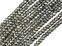 Pyrite Beads, Faceted Rondelle, 4 x 6 mm-RainbowBeads