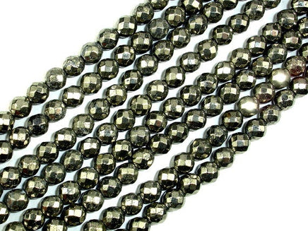 Pyrite Beads, Faceted Round, 6mm-RainbowBeads