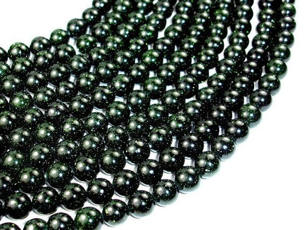 Green Goldstone Beads, Round, 10mm-RainbowBeads