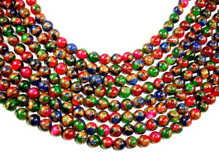 Mosaic Stone Beads, Multicolor, Round, 8mm-RainbowBeads