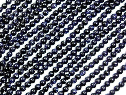Blue Goldstone Beads, Round, 2mm-RainbowBeads