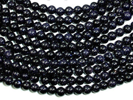 Blue Goldstone Beads, Round, 4mm-RainbowBeads
