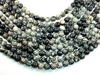 Black Line Jasper, Silk Stone, Spider Web Jasper Round, 10mm beads-RainbowBeads