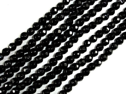 Black Onyx Beads, Faceted Round, 4mm-RainbowBeads