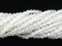 White Agate Beads, Faceted Round, 4mm-RainbowBeads