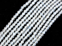 White Agate Beads, Faceted Round, 4mm-RainbowBeads