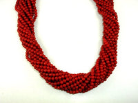 Red Bamboo Coral Beads, Round, 4mm-RainbowBeads
