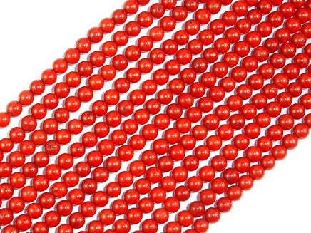 Red Bamboo Coral Beads, Round, 4mm-RainbowBeads