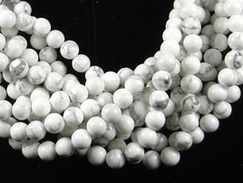White Howlite Beads, Round, 6mm (6.3 mm), 15.5 Inch-RainbowBeads