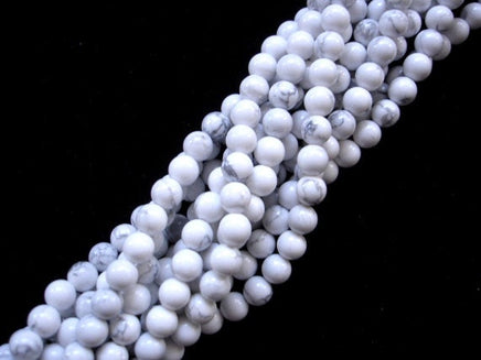 White Howlite Beads, Round, 6mm (6.3 mm), 15.5 Inch-RainbowBeads