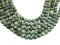 Green Zebra Jasper Beads, 10mm Round Beads-RainbowBeads