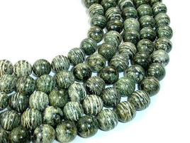 Green Zebra Jasper Beads, 10mm Round Beads-RainbowBeads