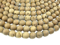 Druzy Agate Beads, Geode Beads, Matte Dark Golden Brown, 14mm-RainbowBeads