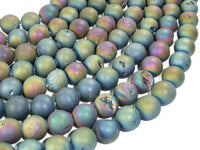 Druzy Agate Beads, Geode Beads, Matte Peacock, 12mm-RainbowBeads