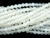 White Agate Beads, Round, 4mm (4.4mm), 15 Inch-RainbowBeads