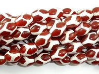 Tibetan Agate Beads, Red, Rice, 10mm x 14mm-RainbowBeads