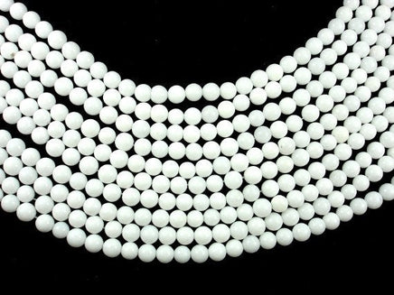 White Jade Beads, Round, 6mm (6.3mm), 15 Inch-RainbowBeads